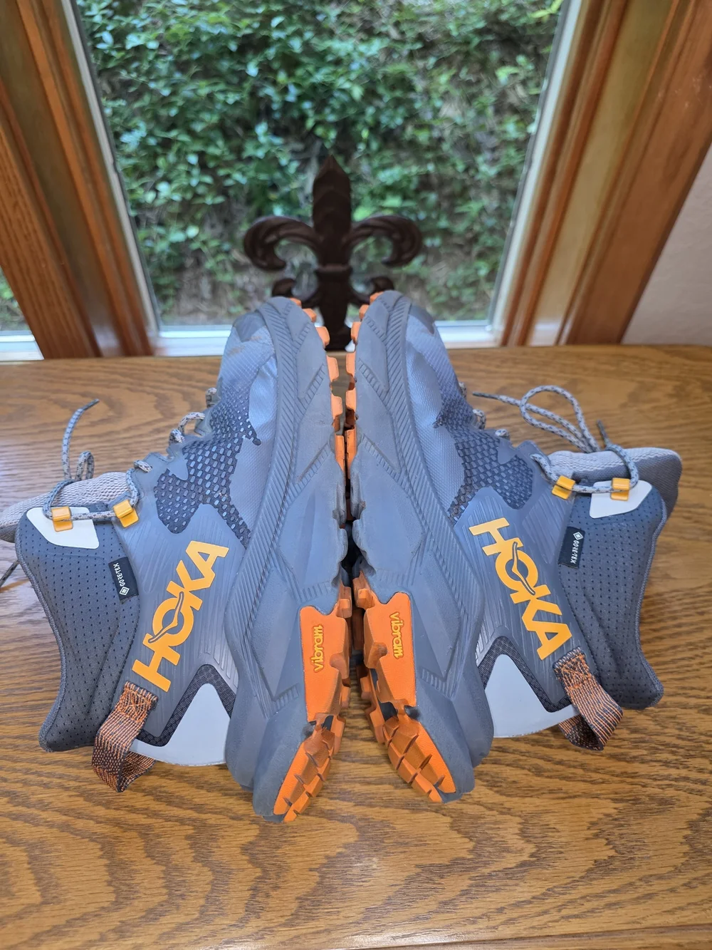 Hoka Men's Gray and Orange Trail Boots Sz 10